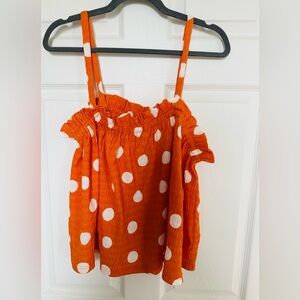 Orange Polka Dot Sleeveless Top